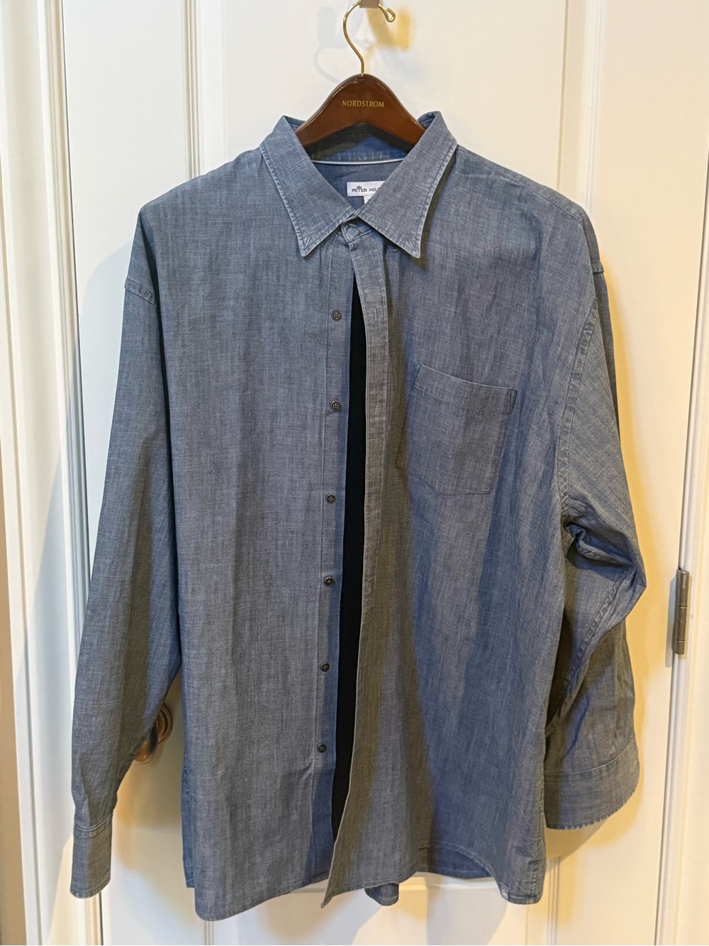 Peter Millar Blue Chambray Button-Down Shirt